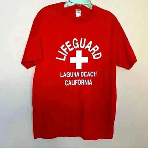 Laguna Beach CA Lifeguard Shirt size M 100% cotton EUC